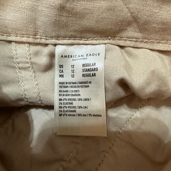 AMERICAN EAGLE HIGH RISE WIDE LEG STRETCH TROUSERS BEIGE WOMEN’S SIZE 12 - Picture 13 of 16